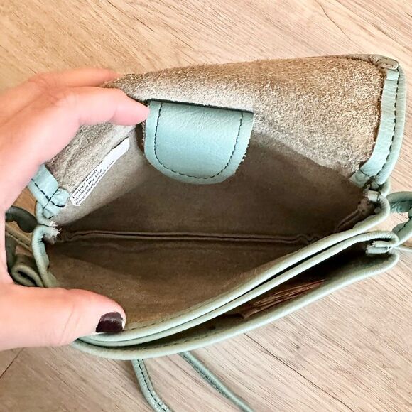 Artisan Handmade Aqua Genuine Leather Small Crossbody Purse - Made In The USA - Picture 7 of 11